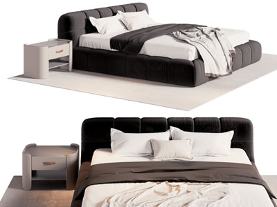 现代双人床 床头柜