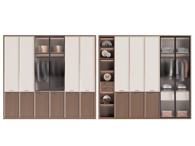 现代实木衣柜3d模型 现代实木衣柜