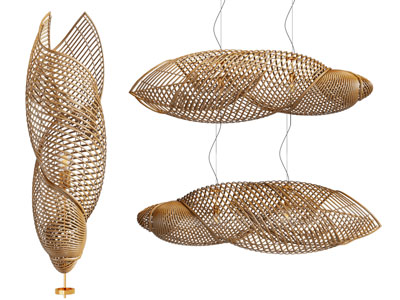 新中式竹编螺旋灯罩吊灯 落地灯