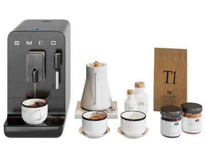 现代咖啡机 咖啡杯 摆件组合