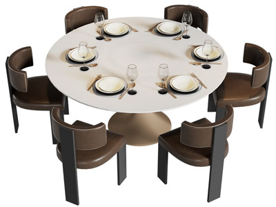 现代圆形餐桌椅组合