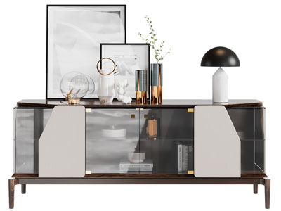 现代玄关柜 边柜 摆件组合3d模型 现代玄关柜 边柜 摆件组合