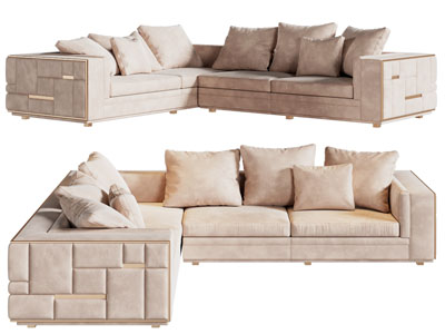 现代转角多人沙发3d模型 现代转角多人沙发