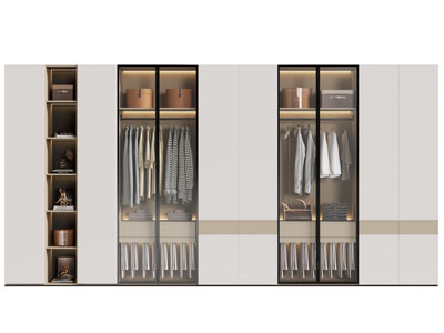 现代玻璃柜门的衣柜3d模型 现代玻璃柜门的衣柜