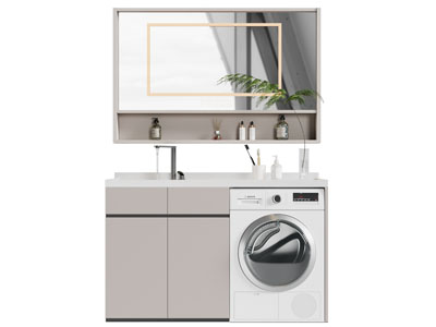 现代嵌入洗衣机的洗手台 浴室柜