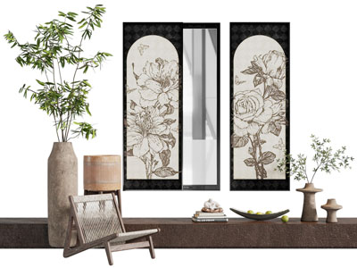 法式装饰挂画 休闲椅子 摆件组合