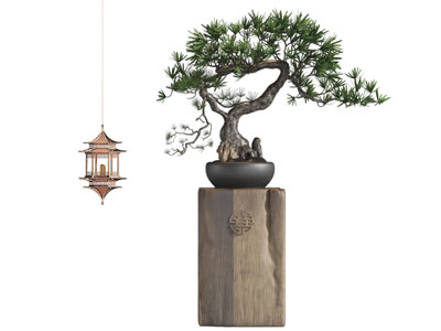 新中式松树盆景盆栽 吊灯