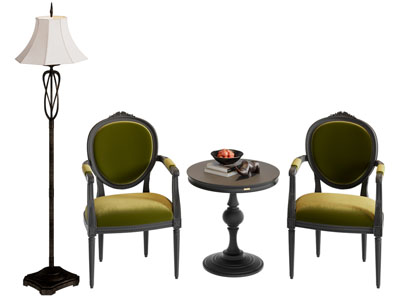 法式休闲椅子 边几 落地灯