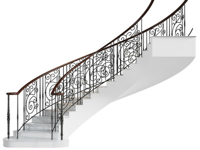 欧式铁艺雕花栏杆的旋转楼梯3d模型 欧式铁艺雕花栏杆的旋转楼梯
