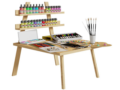 现代颜料 画笔 美术用品3d模型 现代颜料 画笔 美术用品