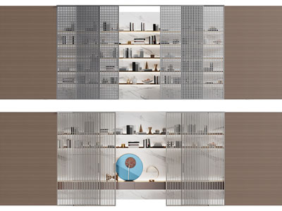 现代金属网格推拉门3d模型 现代金属网格推拉门