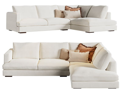 现代奶油风转角多人沙发3d模型 现代奶油风转角多人沙发