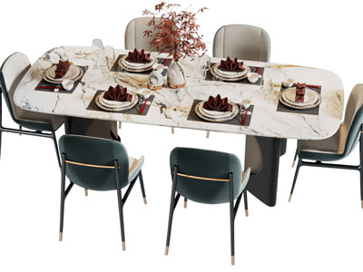 现代轻奢餐桌椅组合