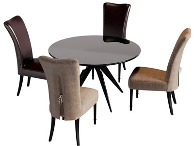 现代圆形餐桌椅组合