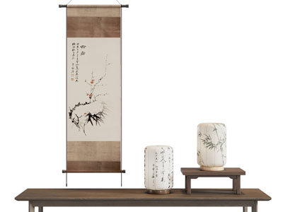 新中式装饰挂画 台灯
