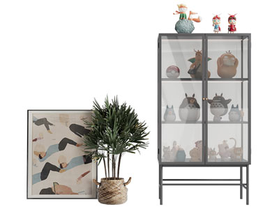 现代玩偶手办玻璃装饰柜