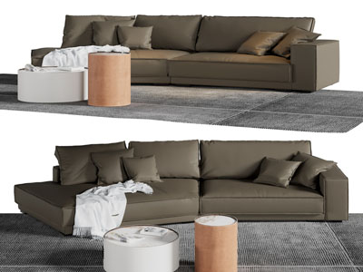 现代弧形多人沙发 茶几组合3d模型 现代弧形多人沙发 茶几组合