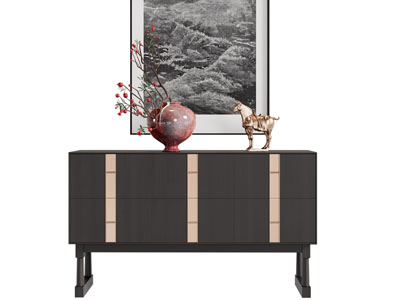新中式玄关柜 边柜3d模型 新中式玄关柜 边柜