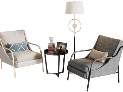 现代休闲椅子 边几