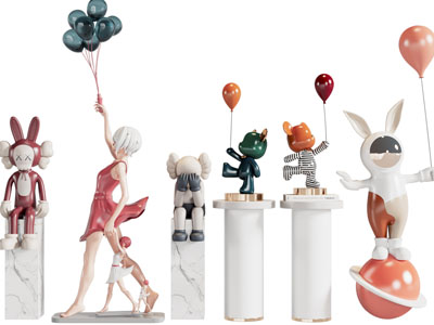 现代陶瓷雕塑雕刻 摆件组合3d模型 现代陶瓷雕塑雕刻 摆件组合