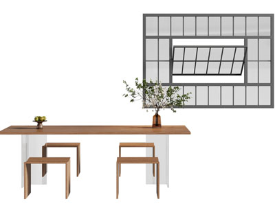 现代餐桌椅组合 平开窗户