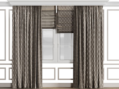 现代花纹布艺窗帘窗纱 罗马窗帘 拉帘3d模型 现代花纹布艺窗帘窗纱 罗马窗帘 拉帘