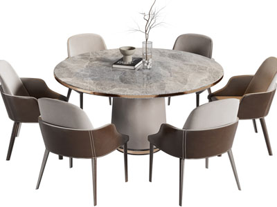 现代圆形餐桌椅组合