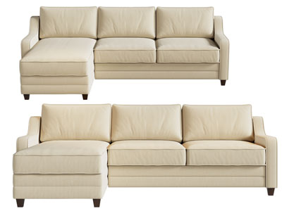 现代奶油风转角多人沙发3d模型 现代奶油风转角多人沙发