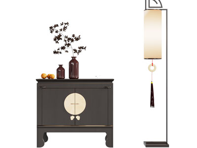 新中式玄关柜 落地灯3d模型 新中式玄关柜 落地灯