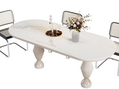 侘寂风椭圆形餐桌椅组合