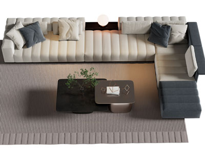 现代转角多人沙发 茶几组合3d模型 现代转角多人沙发 茶几组合