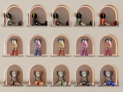 现代手办 玩偶装饰柜 摆件组合