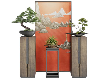 新中式地画 盆景盆栽植物