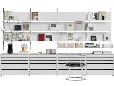 现代玄关柜 墙面书架 休闲椅子3d模型 现代玄关柜 墙面书架 休闲椅子