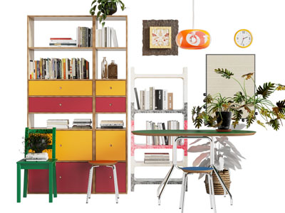 现代多巴胺书柜 书桌椅组合3d模型 现代多巴胺书柜 书桌椅组合