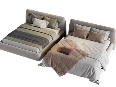 现代布艺双人床