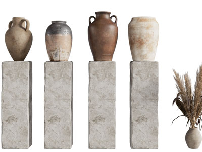 侘寂风陶艺罐子 陶瓷器皿 摆件组合