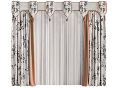 新中式窗帘窗纱3d模型 新中式窗帘窗纱