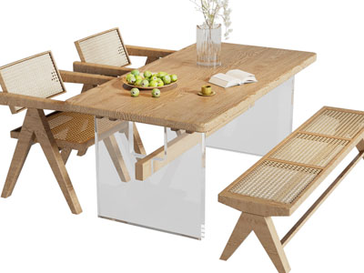 现代长方形餐桌椅组合