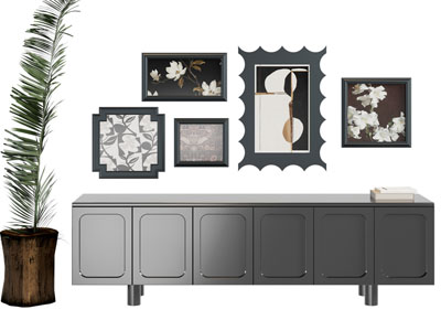 法式电视柜 装饰挂画