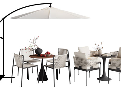 现代遮阳伞 餐桌椅组合