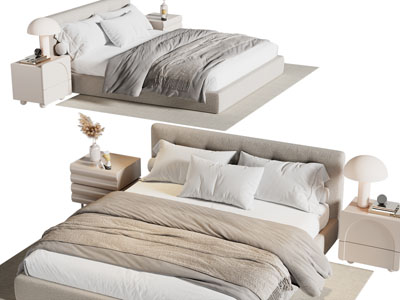 现代布艺双人床