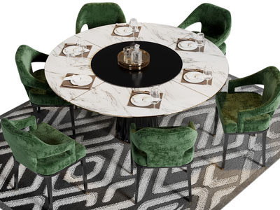 现代圆形餐桌椅组合