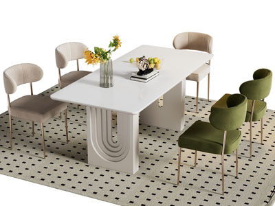 现代长方形餐桌椅组合