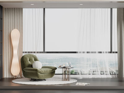 现代飘窗 窗帘窗纱 休闲单人沙发3d模型 现代飘窗 窗帘窗纱 休闲单人沙发