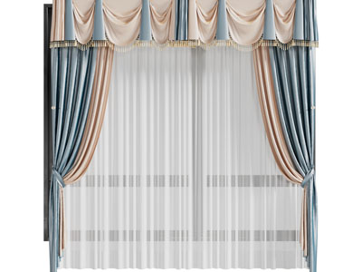 欧式窗帘窗纱3d模型 欧式窗帘窗纱