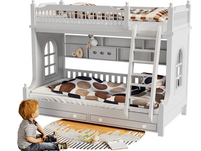 美式实木上下床 上下铺