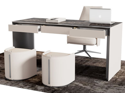 现代书桌椅组合3d模型 现代书桌椅组合