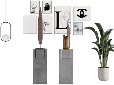 现代工艺品摆件组合 挂画