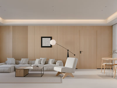 现代原木风客厅餐厅